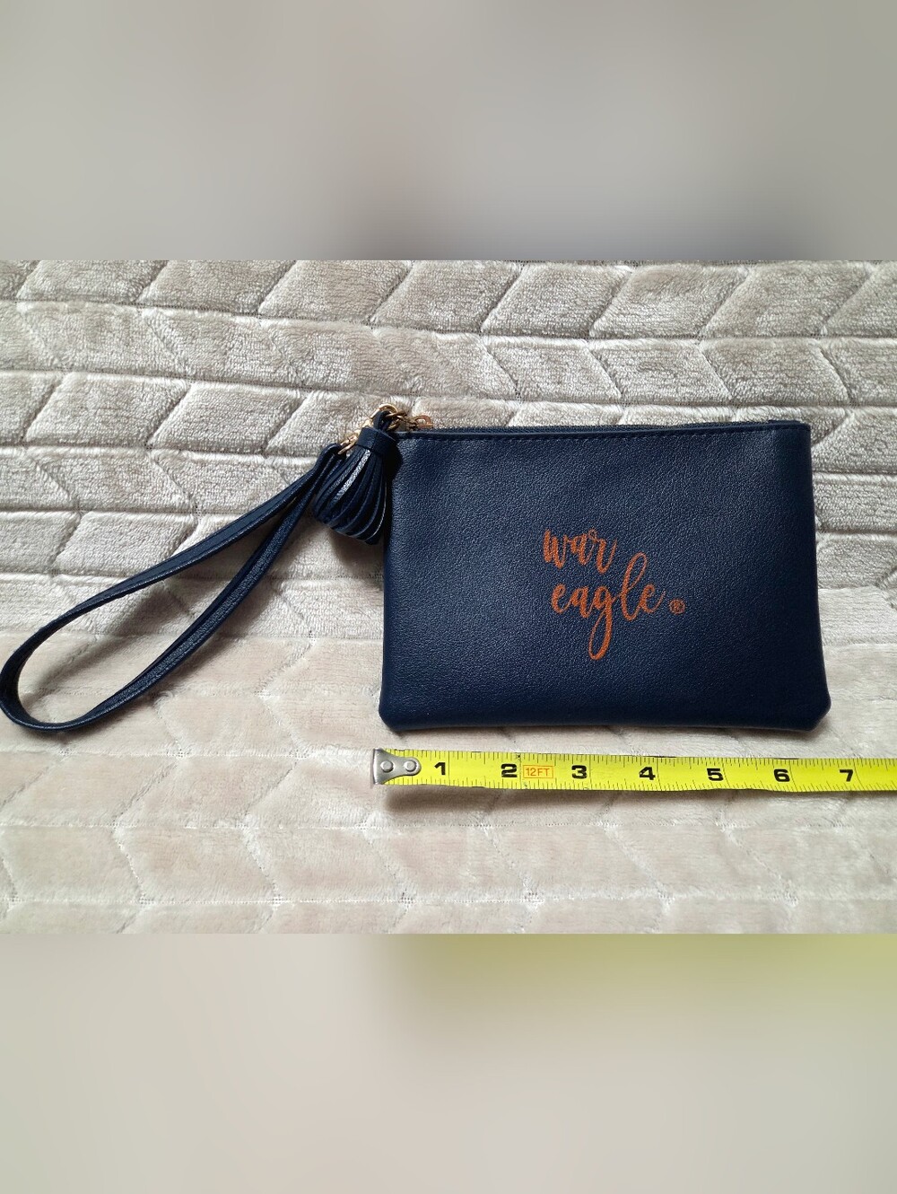 Auburn War Eagle Wristlet with Tassel In Navy & Orange- New Condition